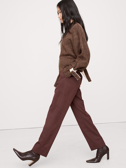 Ultra High-Rise Modern Slim Italian Lightweight Wool Ankle Pant