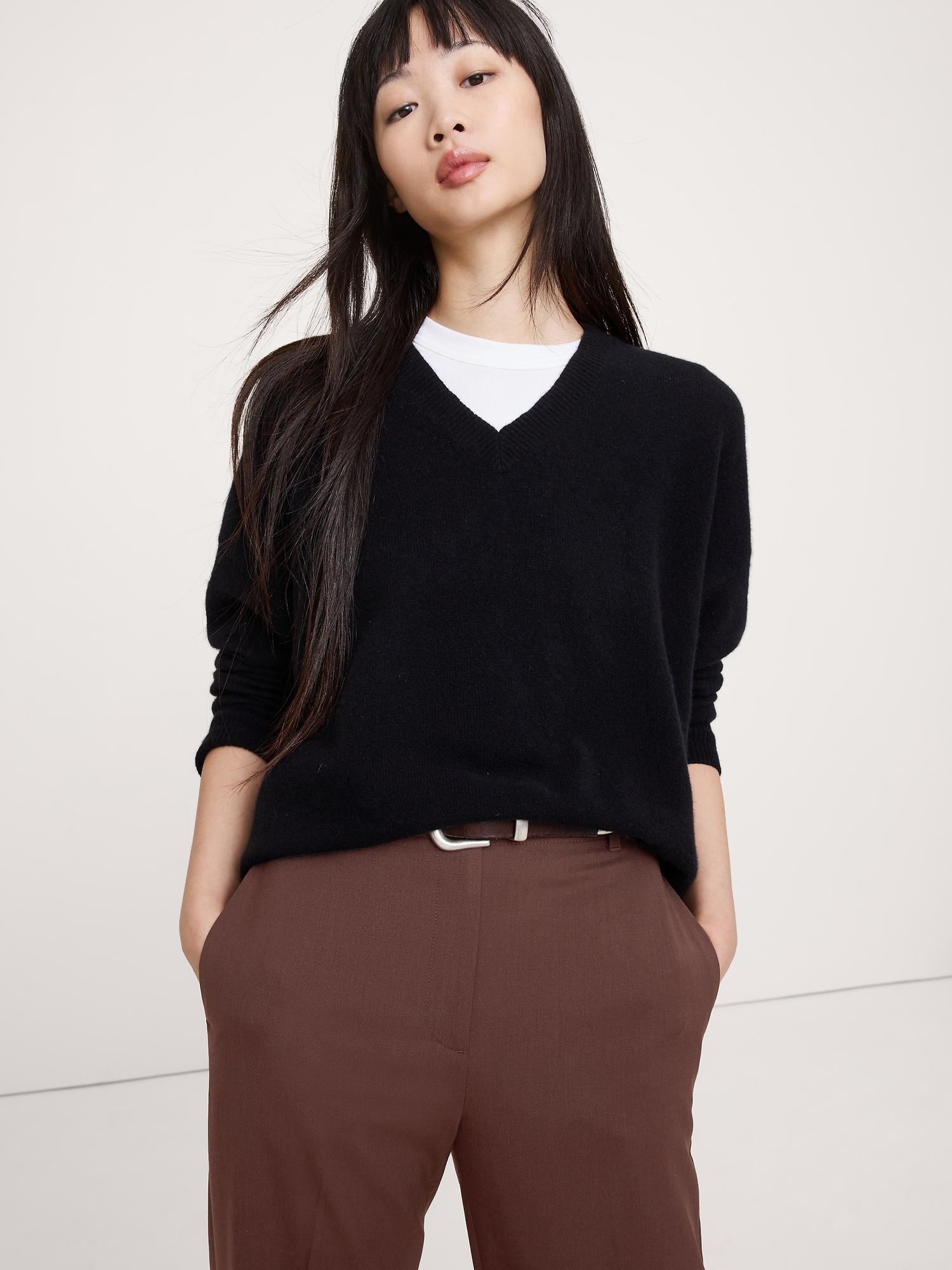 Image number 4 showing, High-Rise Modern Straight Italian Wool Pant