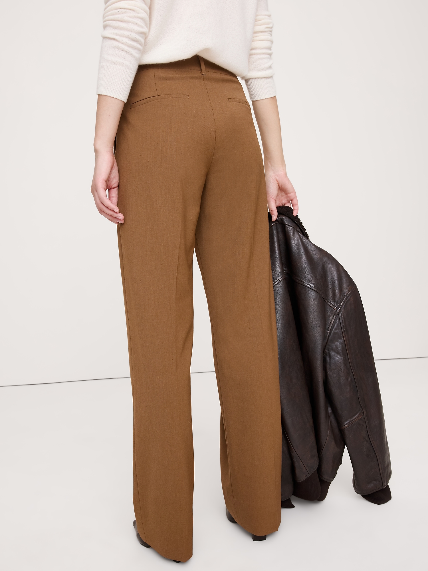 Image number 3 showing, High-Rise Modern Straight Italian Wool Pant