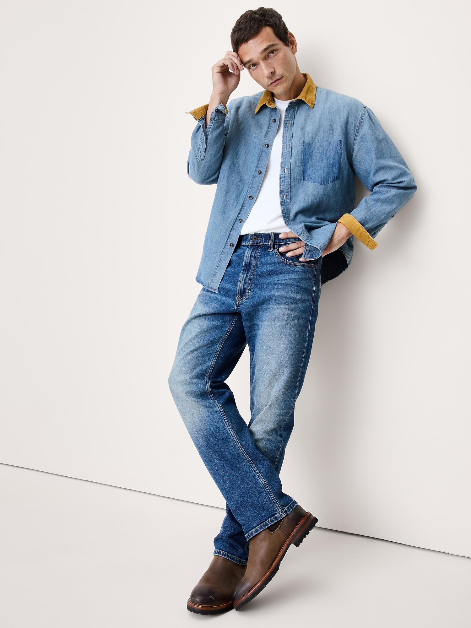 Relaxed-Fit Cotton-Hemp Chambray Shirt - Light Blue