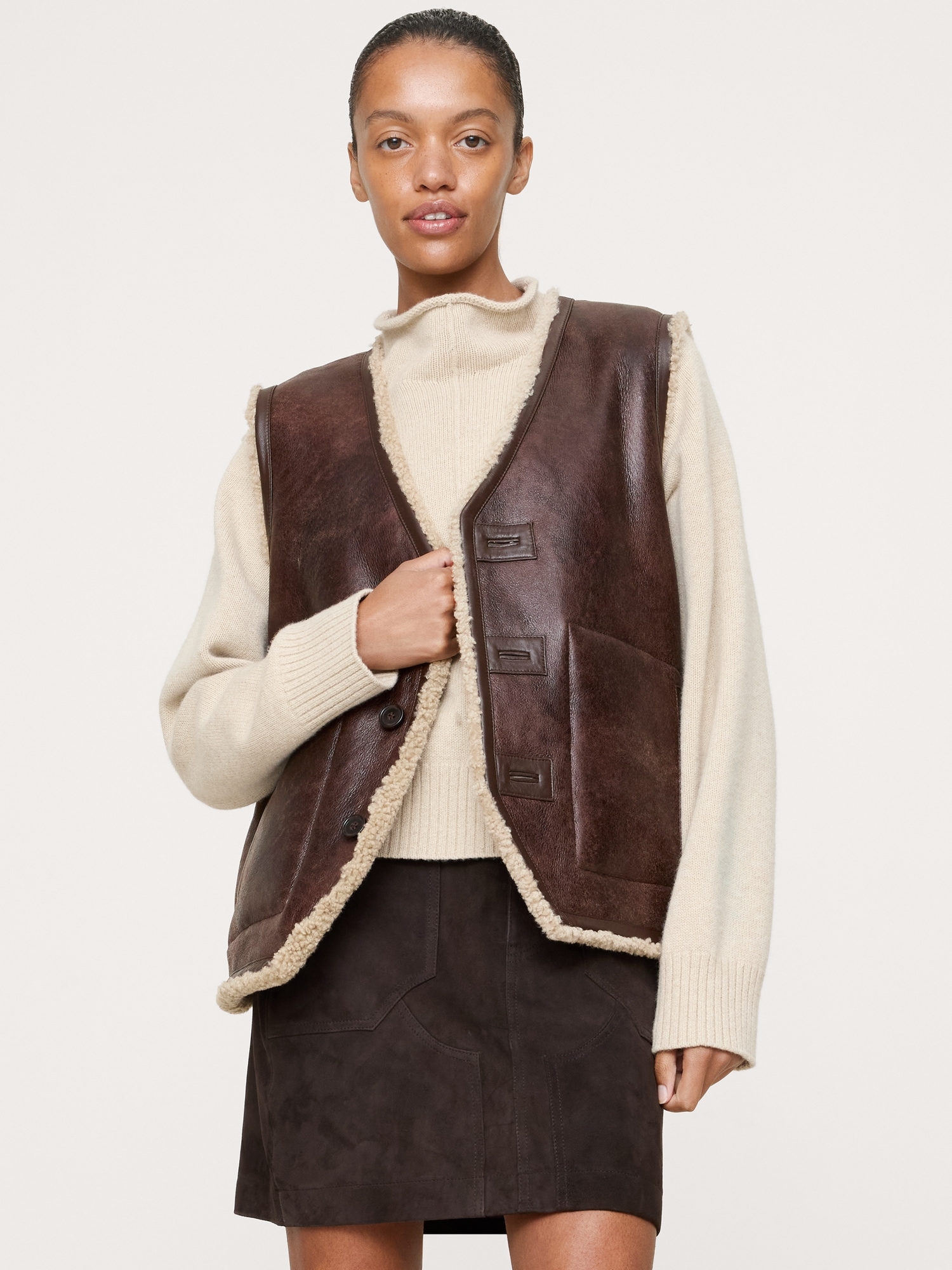 Image number 1 showing, Reversible Shearling  Vest