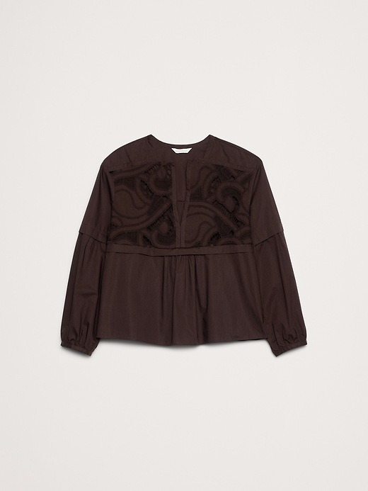 Embroidered Cotton Poplin Popover Top | Banana Republic