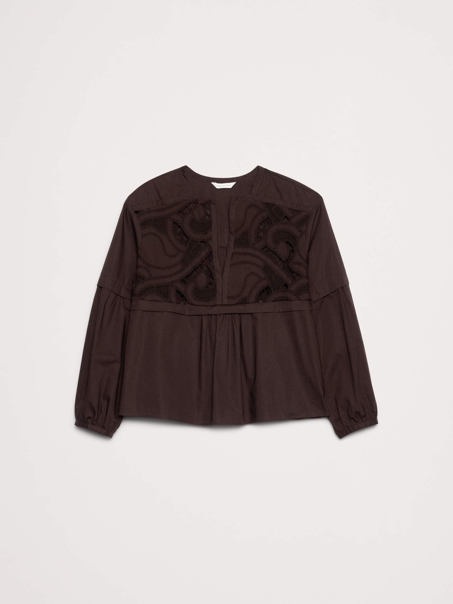 Image number 7 showing, Embroidered Cotton Poplin Popover Top