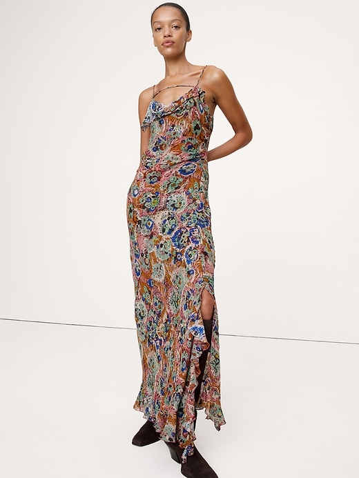 Image number 1 showing, Georgette Cowl-Neck Maxi Dress