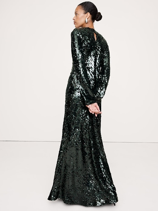 Bias-Cut Sequin Maxi Dress