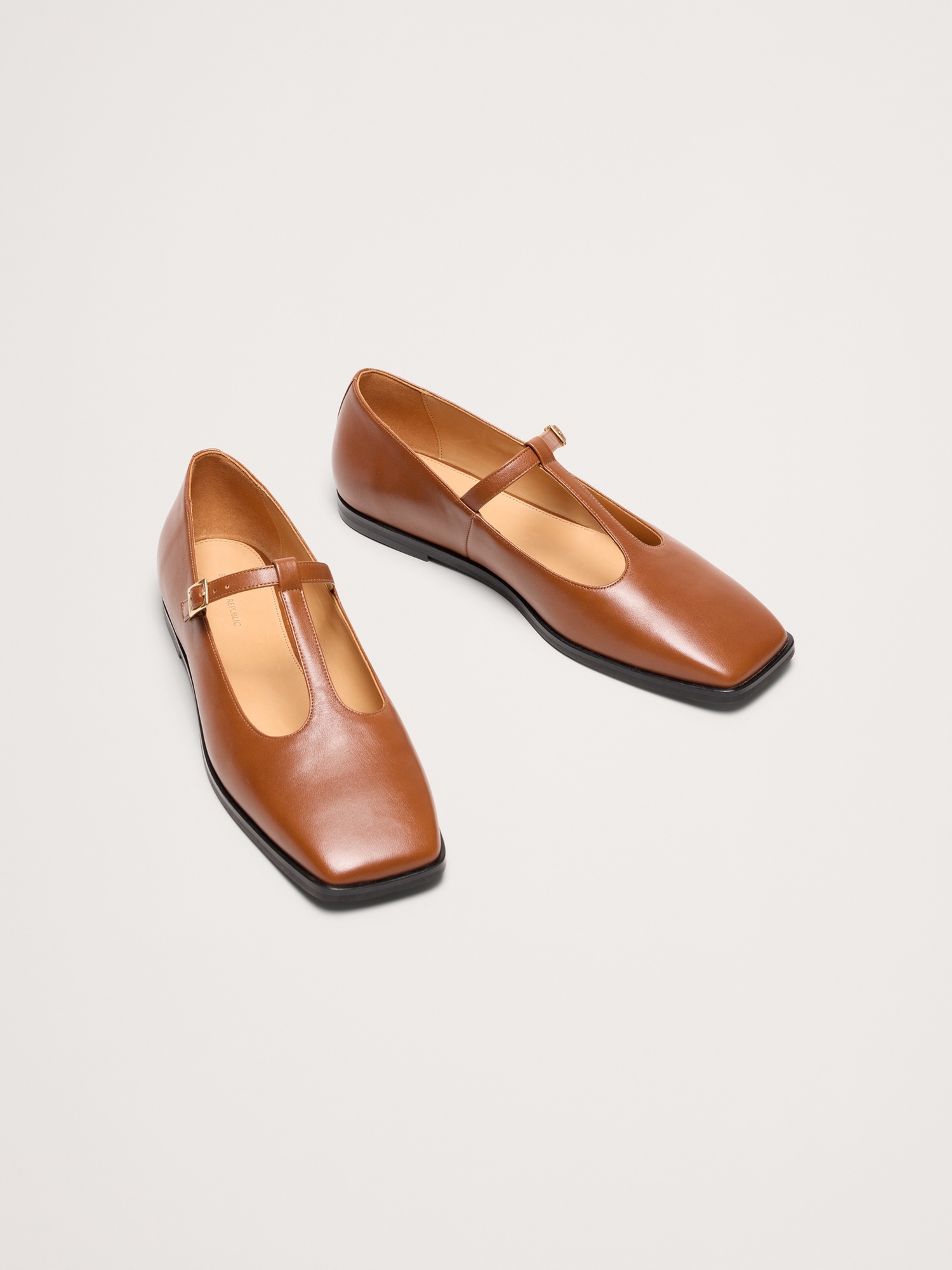 Image number 2 showing, Italian Leather Square-Toe Mary Jane Flats
