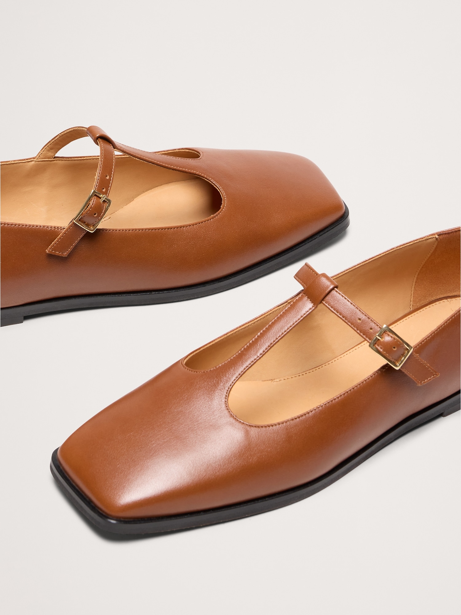 Image number 5 showing, Italian Leather Square-Toe Mary Jane Flats