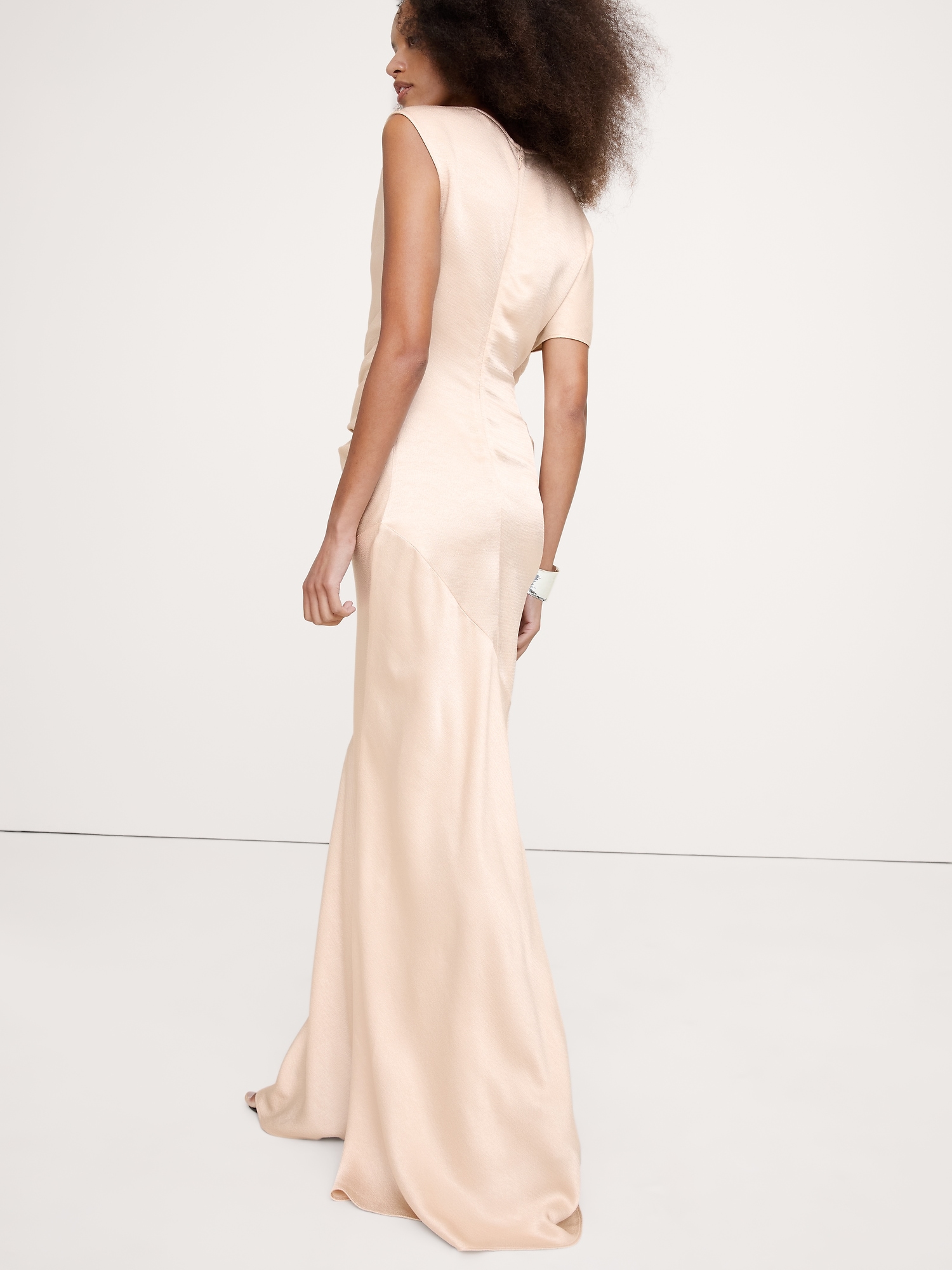 Image number 2 showing, Asymmetrical Hammered Satin Draped Maxi Dress