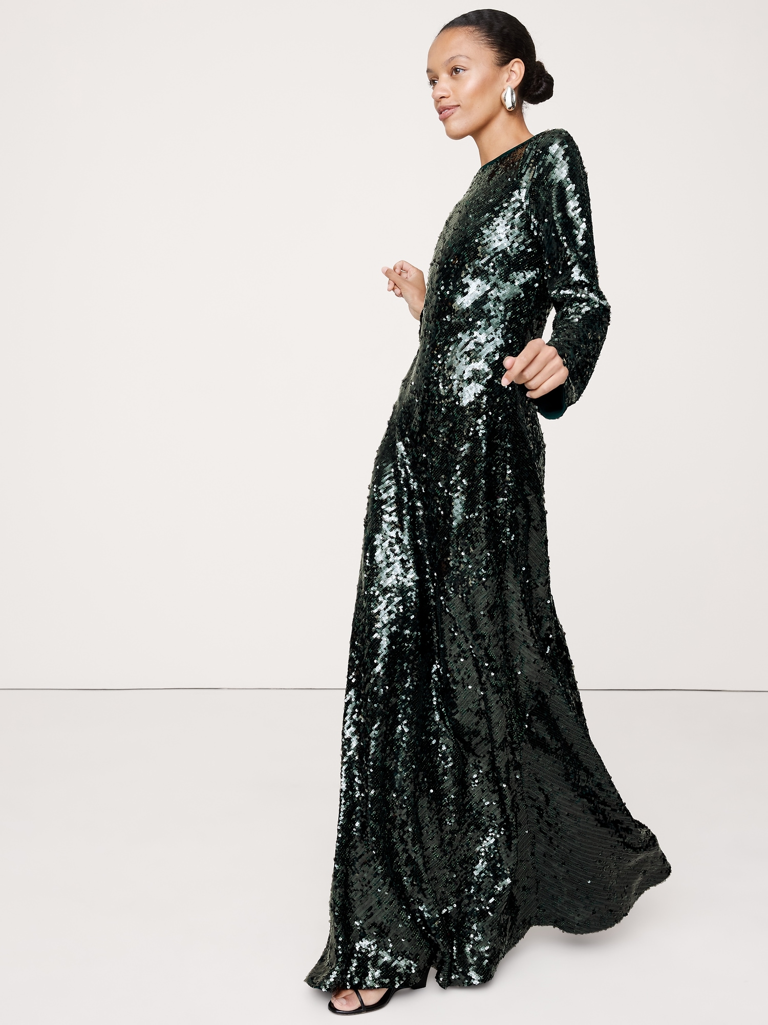 Image number 6 showing, Bias-Cut Sequin Maxi Dress