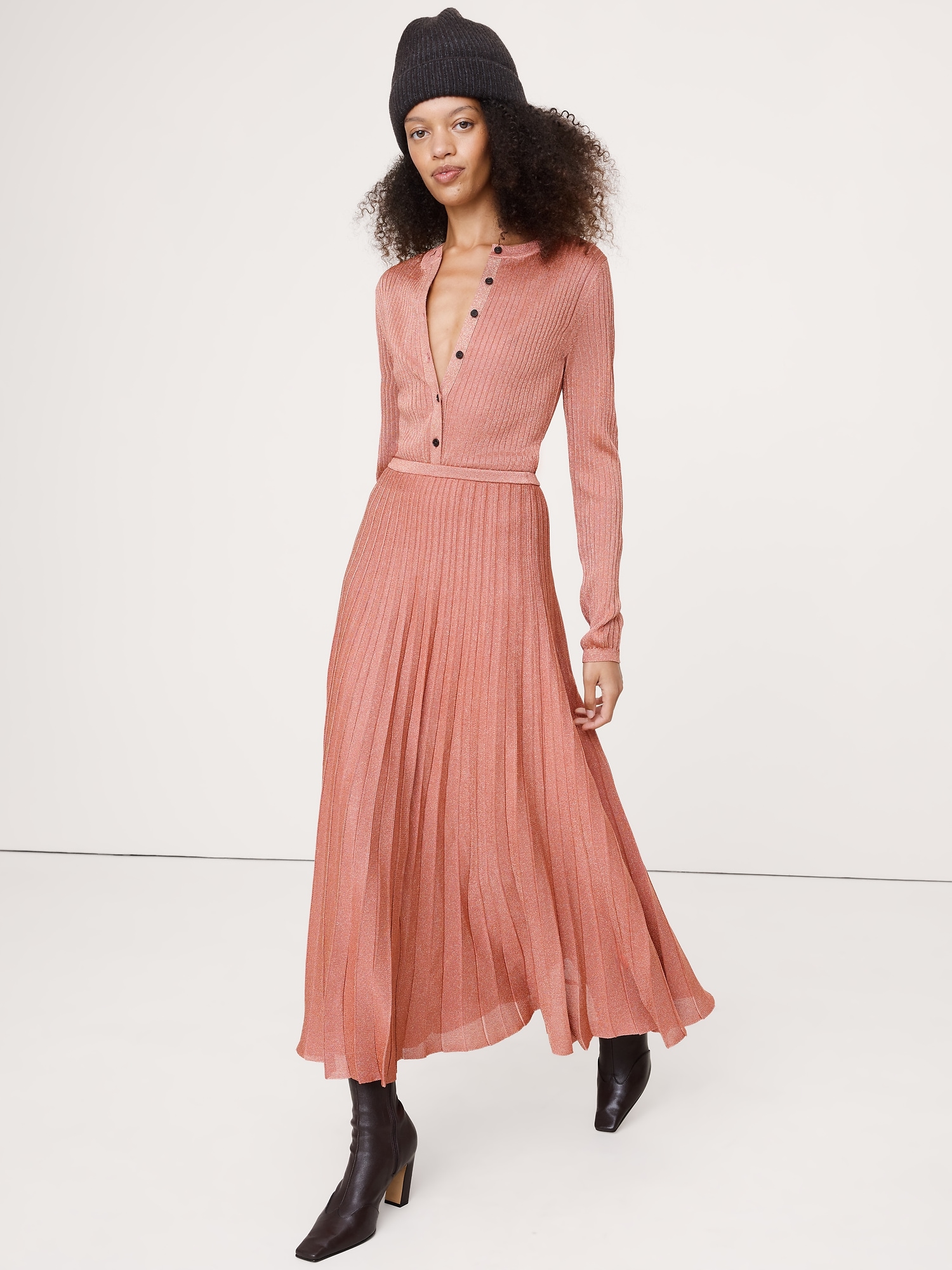 Image number 1 showing, Pleated Metallic Sweater Skirt