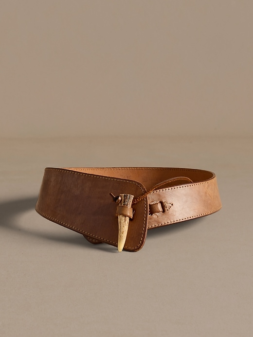 Archive Leather & Horn Save-the-Tiger Belt | Banana Republic