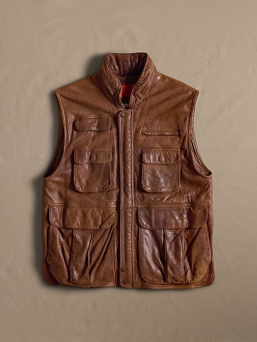 BANANA REPUBLIC レザー ベスト Lサイズ ブラウン Archive Leather Bush Vest size Men's L | Banana Republic