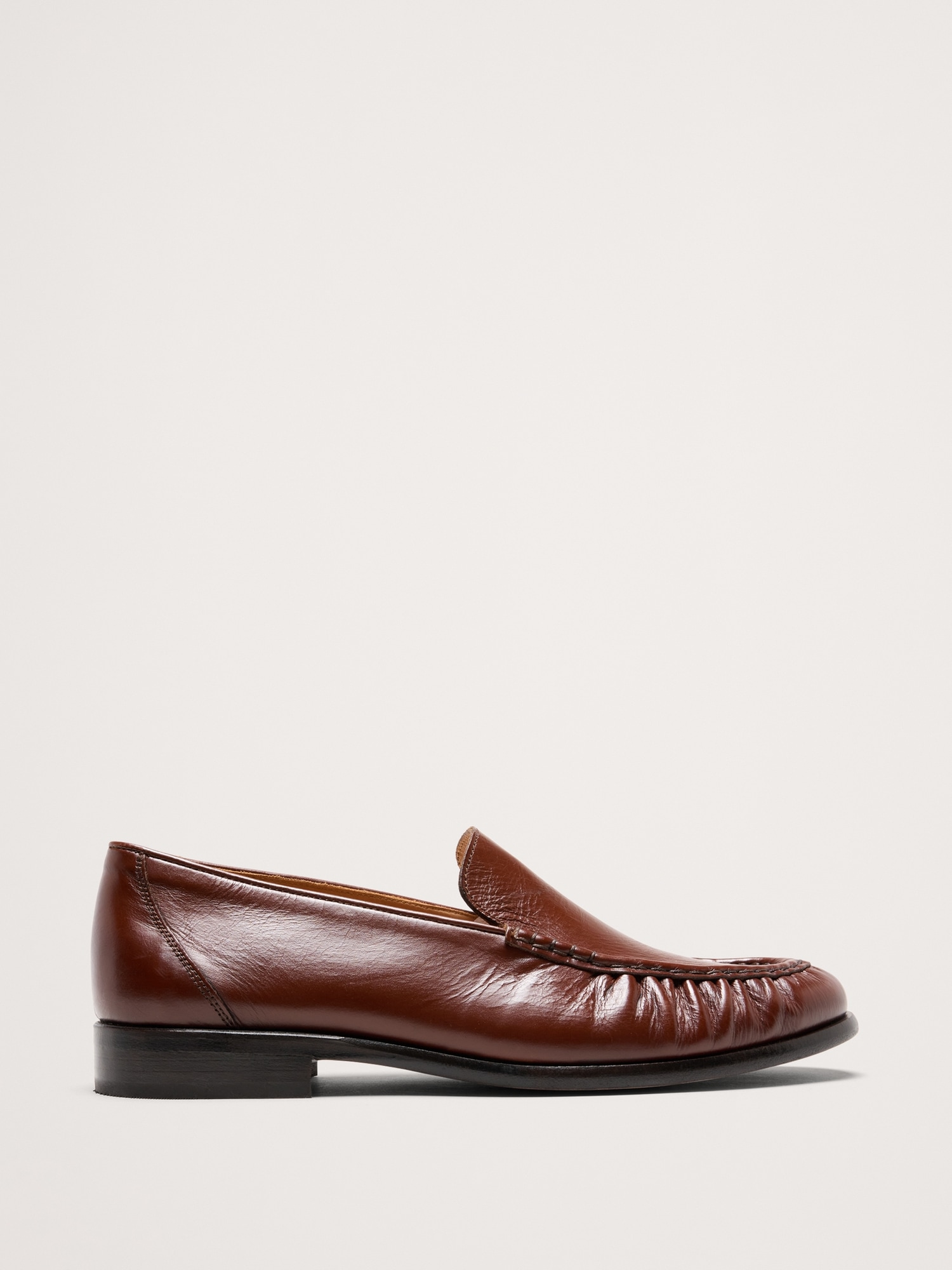 Leather Moc-Toe Loafer - Medium Brown