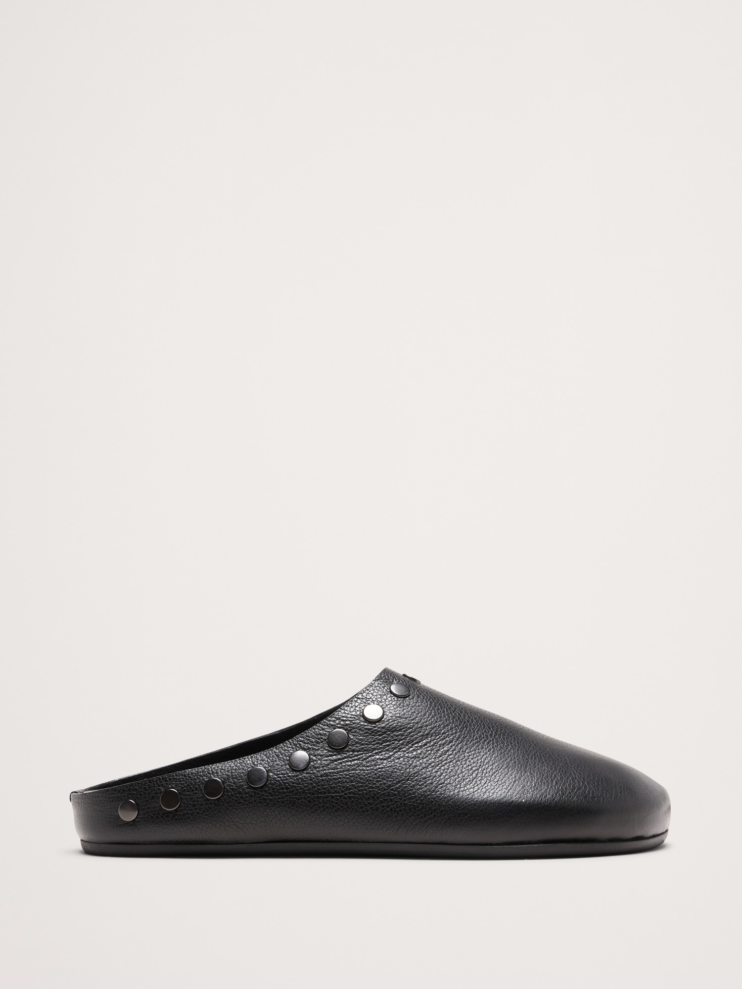 Leather Essential Clog - Studded Black Leather