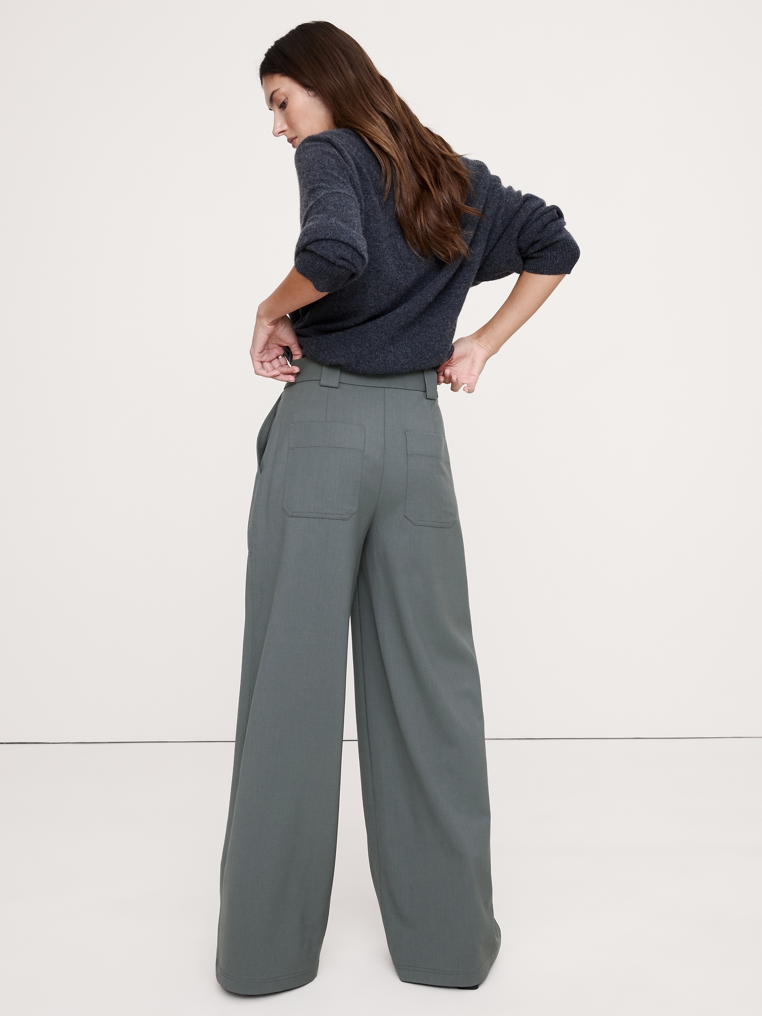 Image number 3 showing, High-Rise Wide-Leg Italian Wool Pant