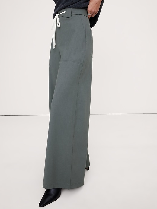 High-Rise Wide-Leg Italian Wool Pant