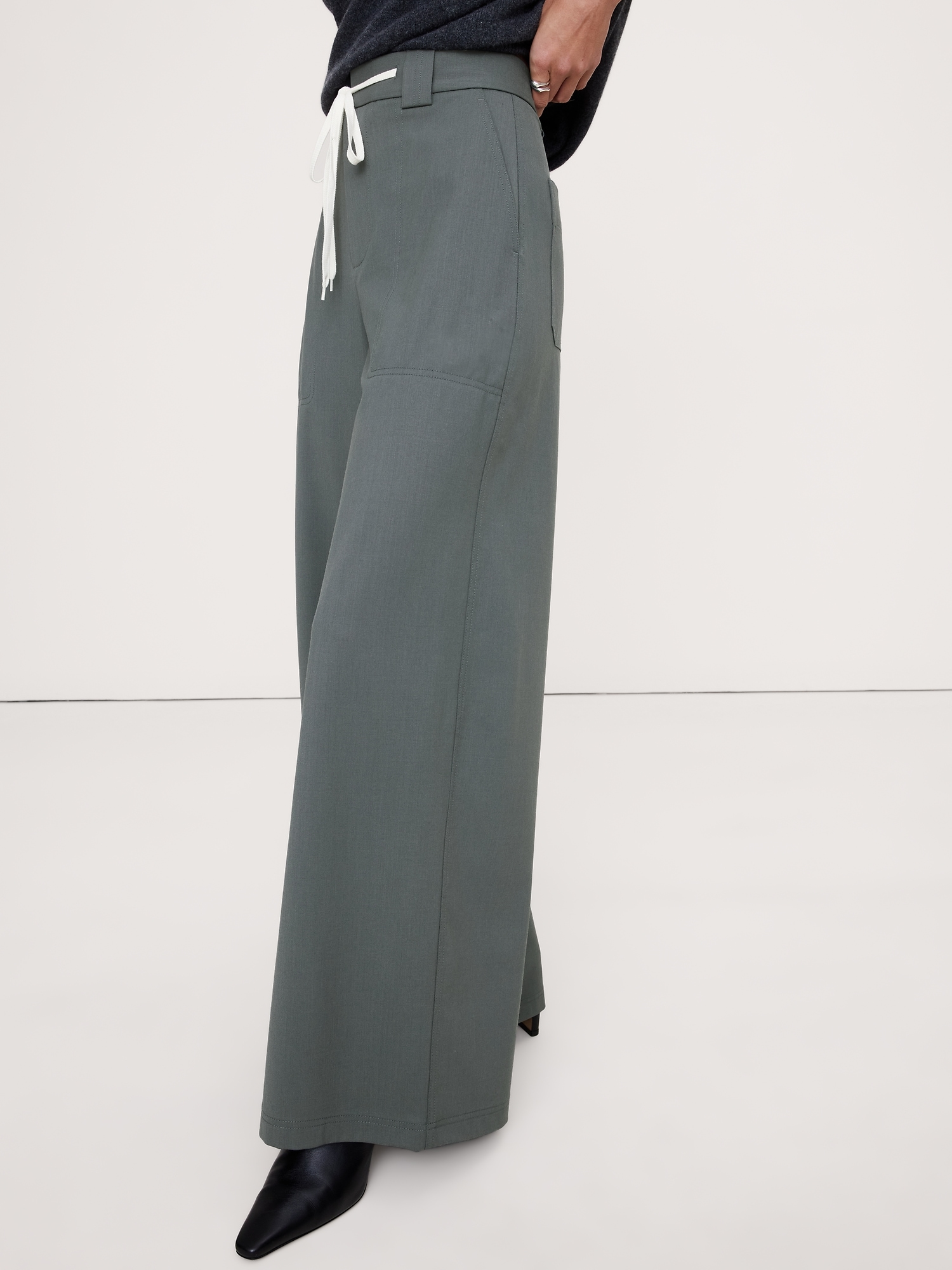 Image number 4 showing, High-Rise Wide-Leg Italian Wool Pant
