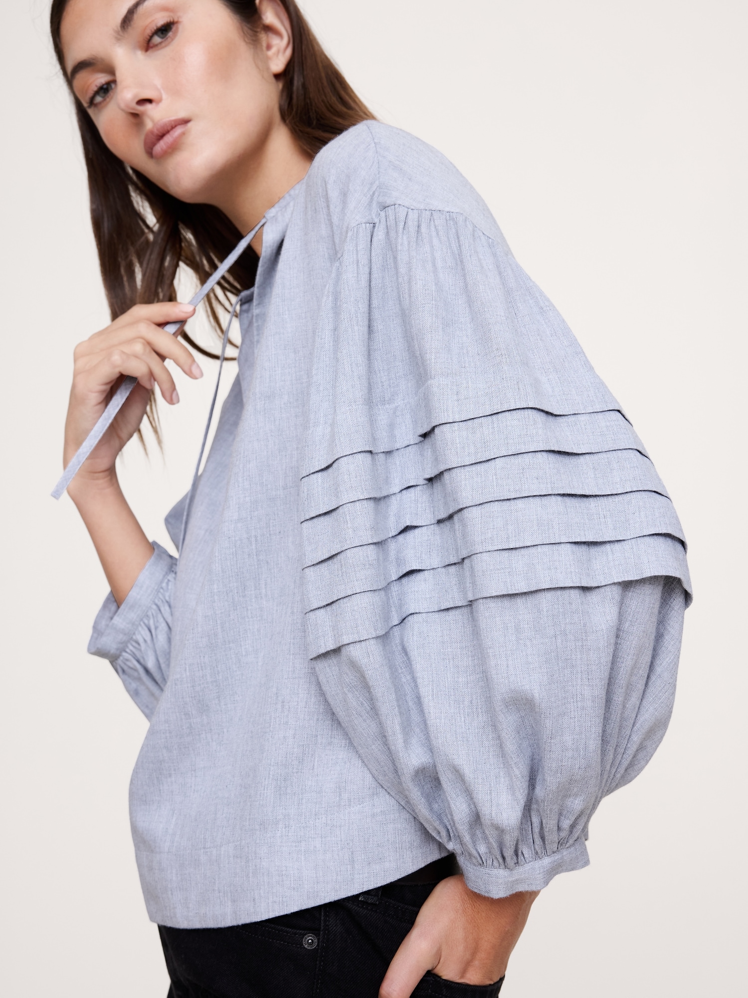 Image number 3 showing, Flannel Peasant Blouse