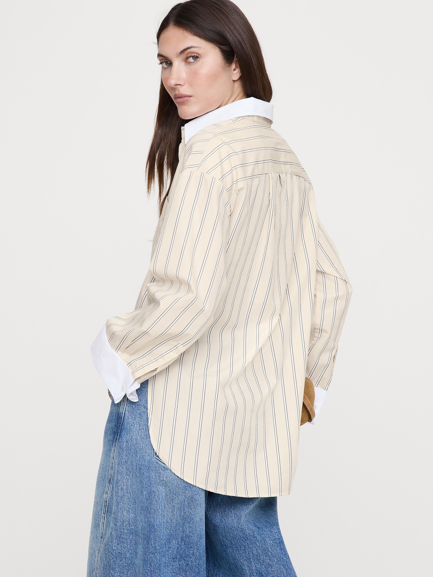 Image number 2 showing, Oversized Cotton Poplin Banker Shirt