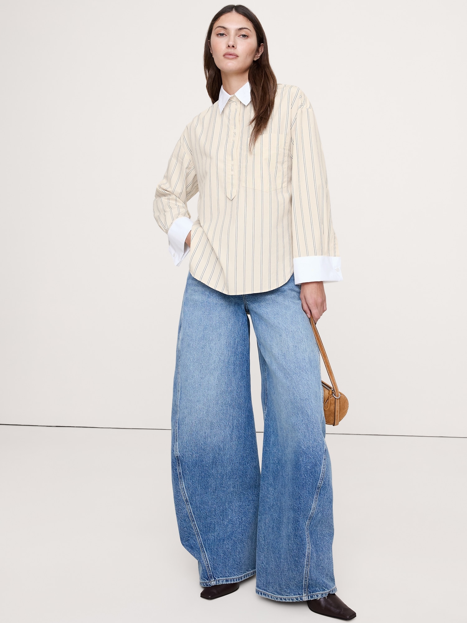 Image number 3 showing, Oversized Cotton Poplin Banker Shirt