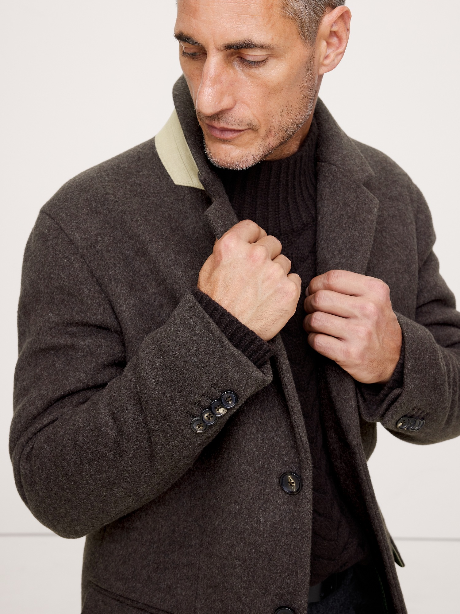 Мужское пальто Banana Republic Italian Melton Wool-Blend Top, цвет: Тёмный коричневый — фото 3