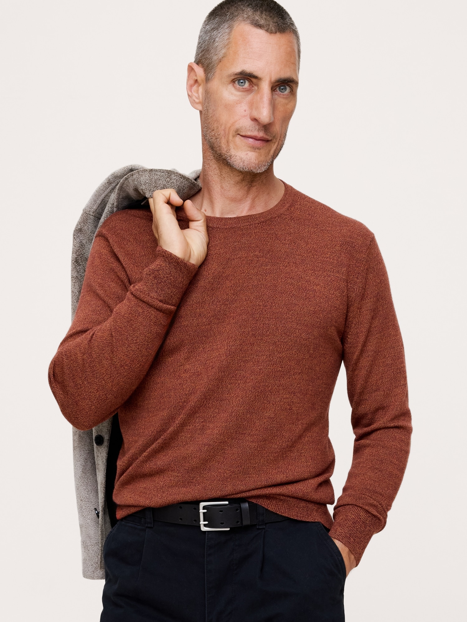 Merino Crew-Neck Sweater - Redwood Canopy Burgundy