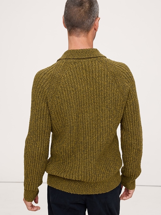 Bouclé Ribbed Sweater Polo