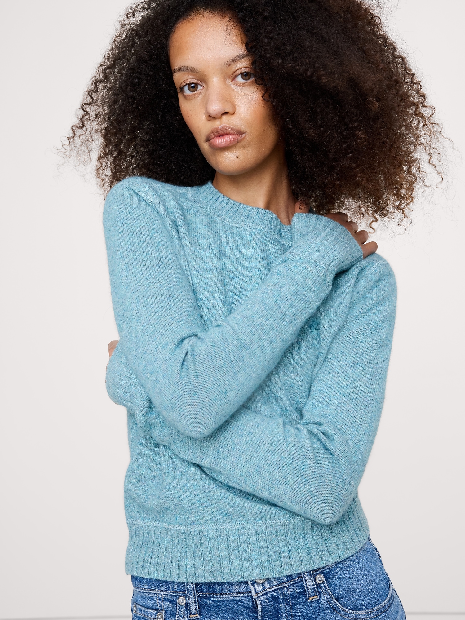 Merino-Cotton Crew-Neck Sweater