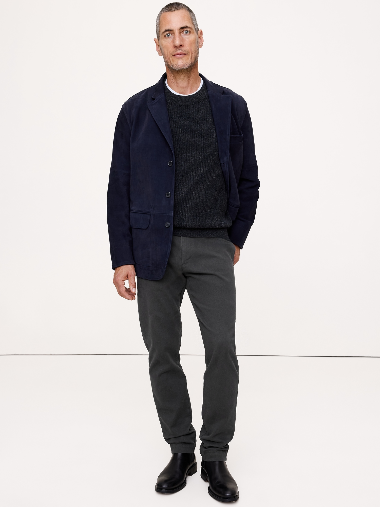 Slim Brushed Traveler Chino - Dark Charcoal Gray