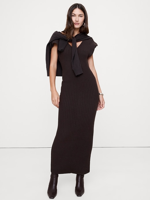 Image number 1 showing, Merino-Cotton Maxi Dress with Open Back