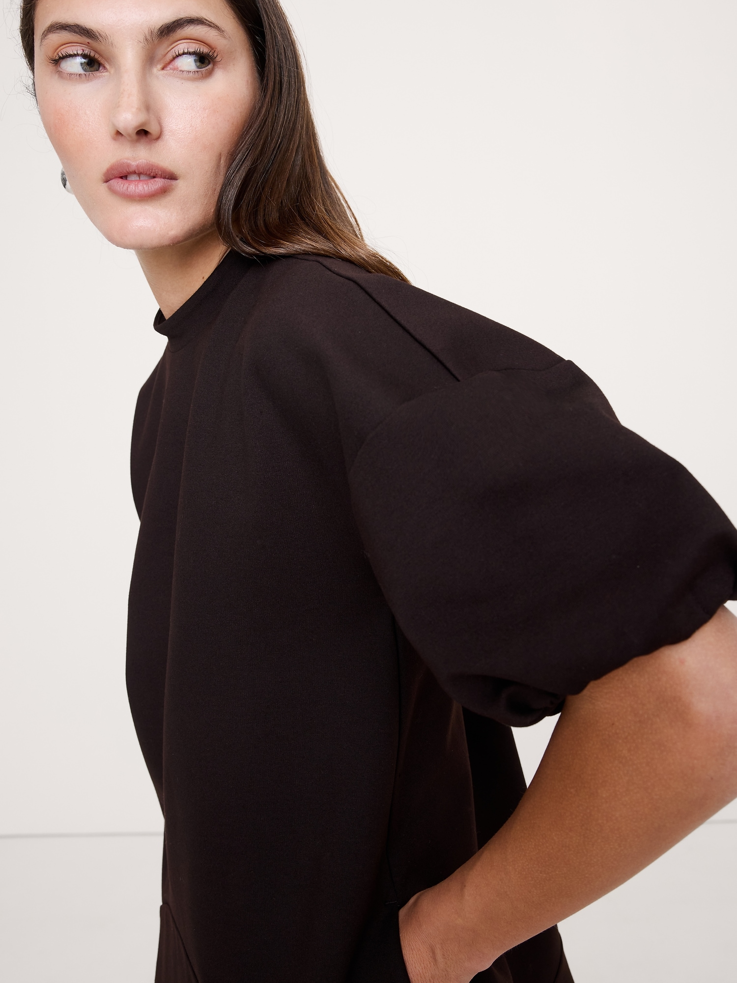 Image number 3 showing, Everywhere Ponte Puff-Sleeve Mini Dress