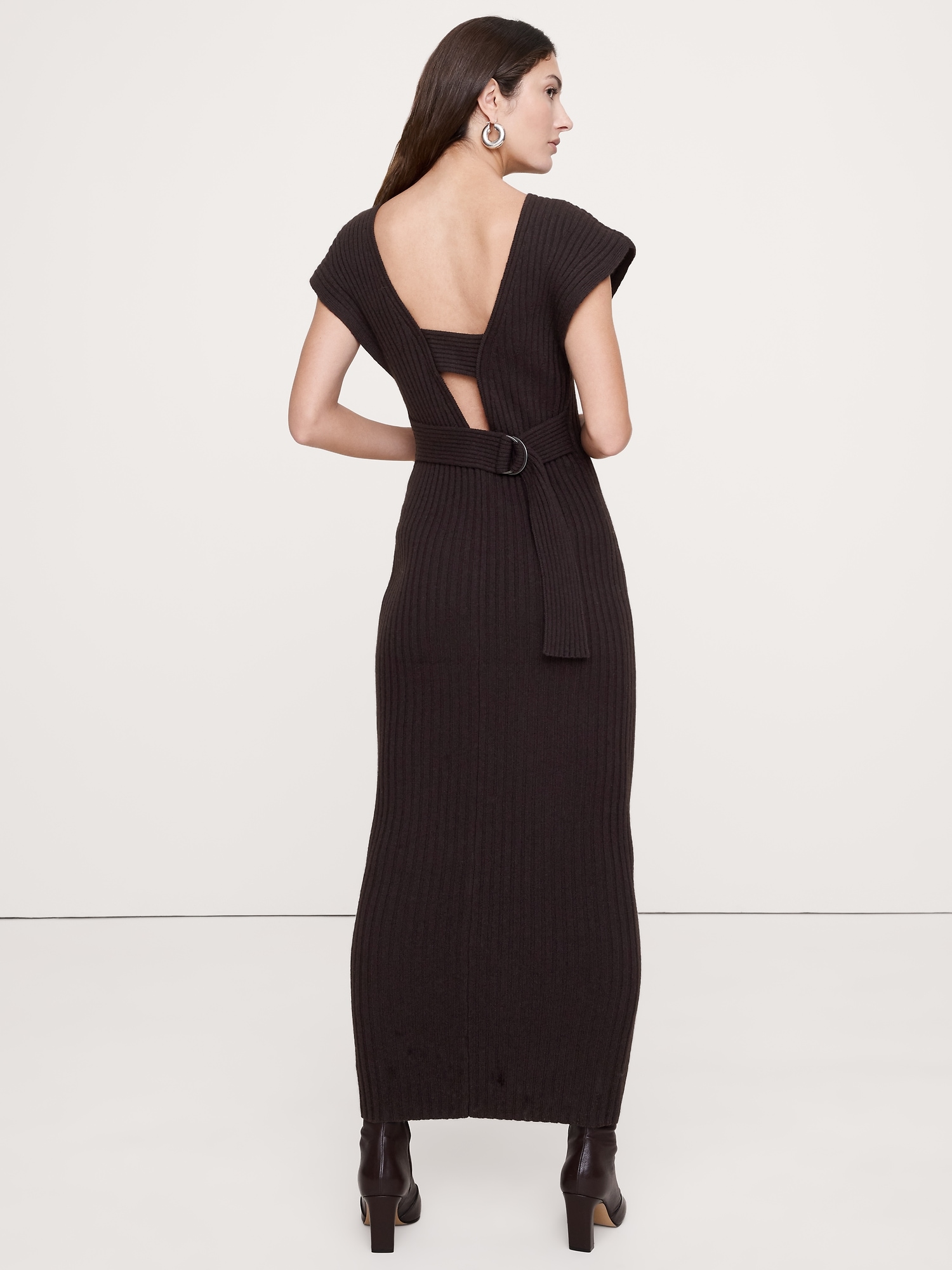 Image number 2 showing, Merino-Cotton Maxi Dress with Open Back