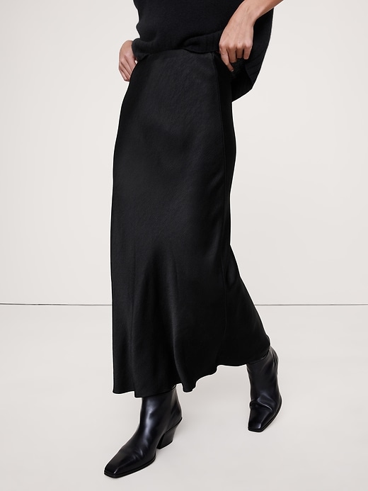 Hammered Satin Maxi Skirt