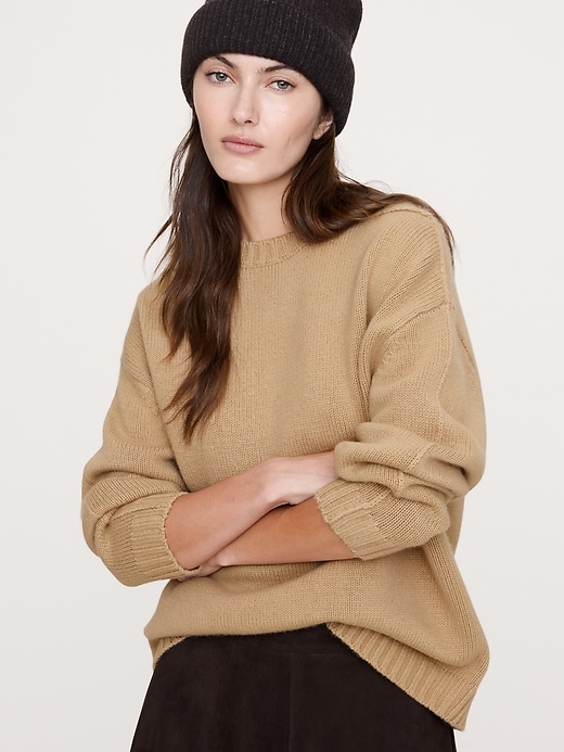 Pull Sweat Femme Cuyana French Terry Pima - Col Bateau - Marron Neutre - Taille XL