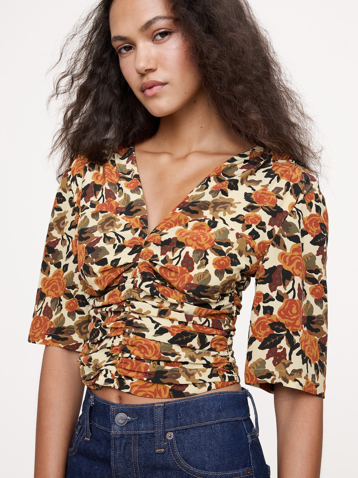 Image number 3 showing, Matte Silk Ruched Top