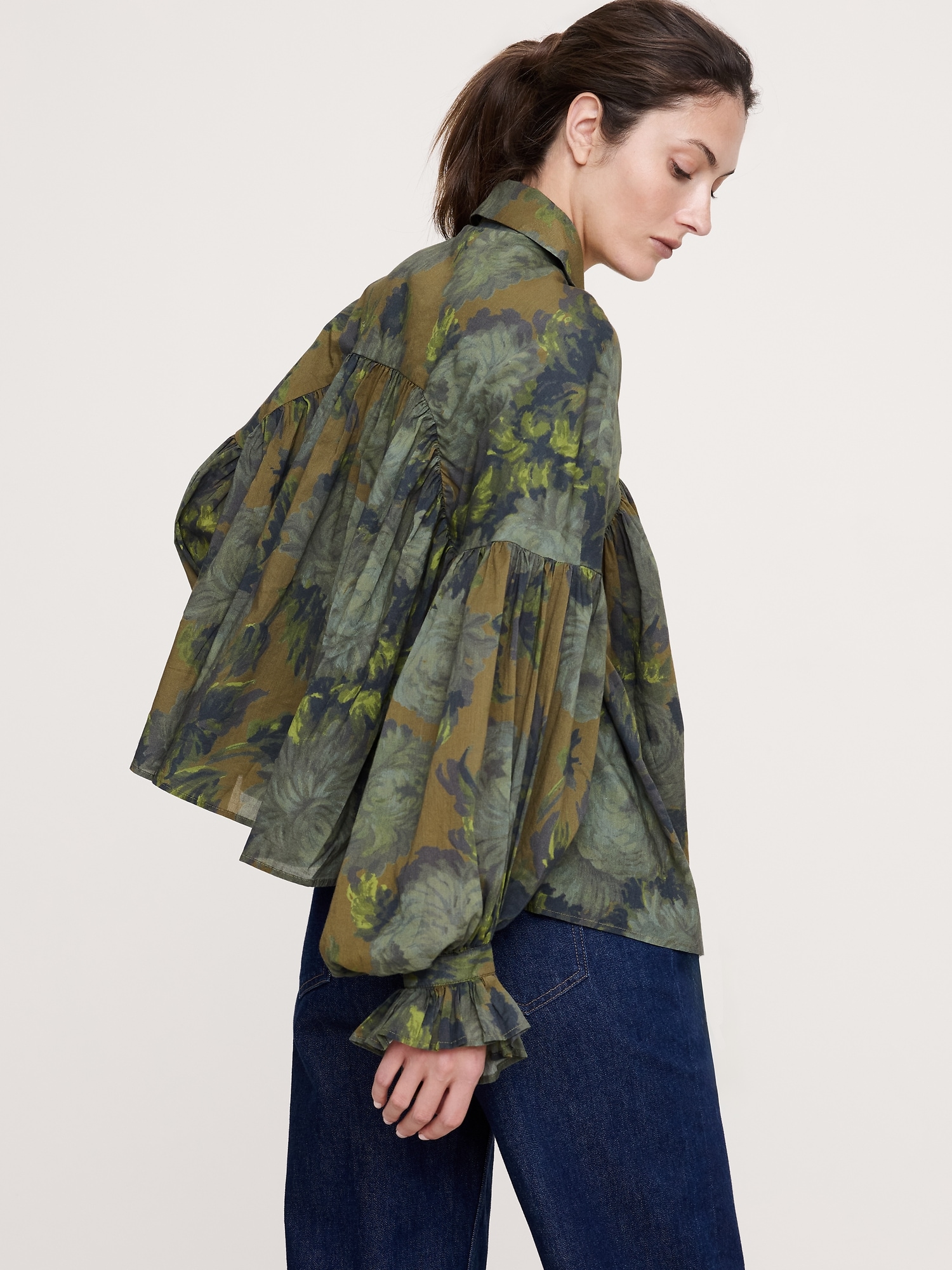 Image number 3 showing, Cotton Balloon-Sleeve Shirt