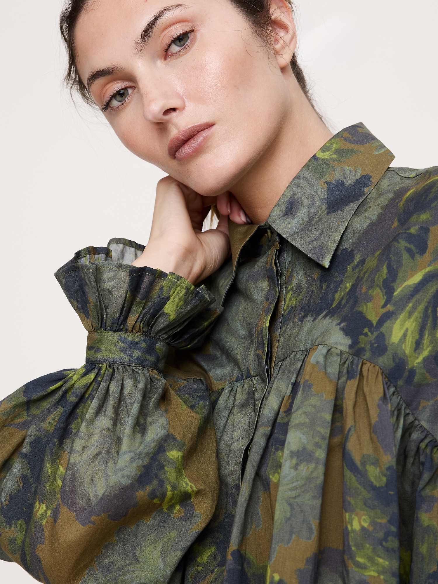 Image number 4 showing, Cotton Balloon-Sleeve Shirt