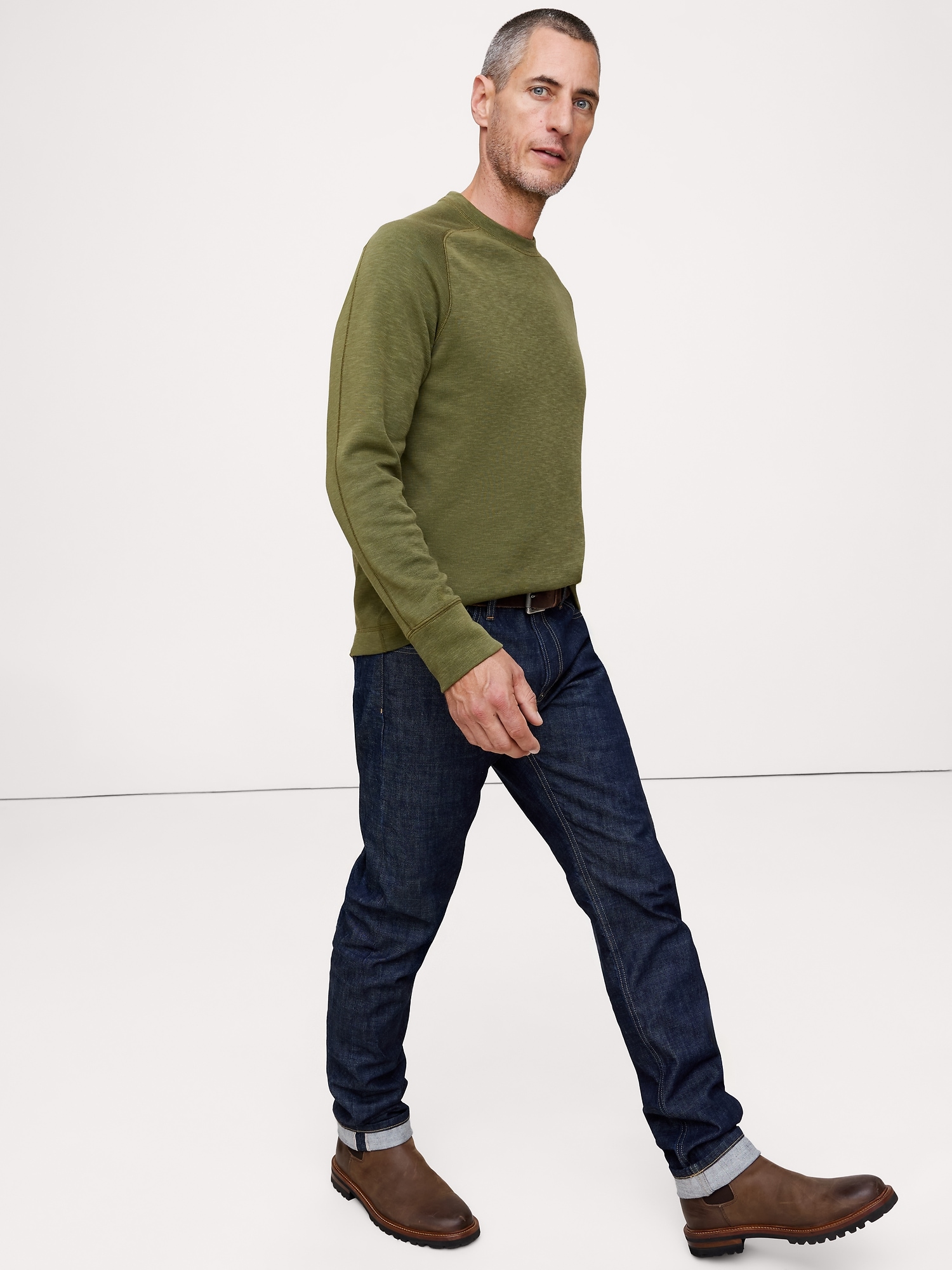 Slub Double-Knit Crew-Neck T-Shirt - Green Mangrove