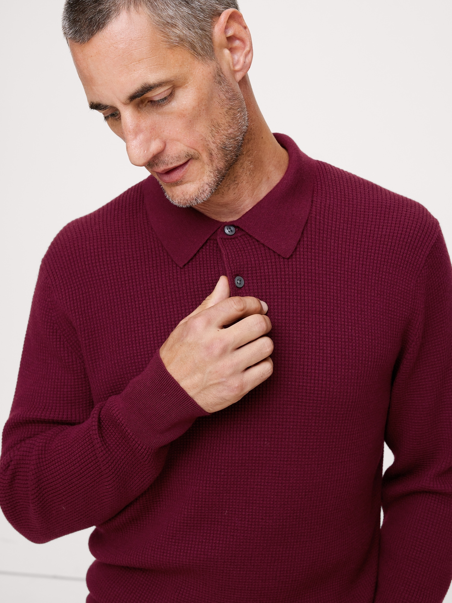 Image number 6 showing, Merino Waffle-Knit Sweater Polo