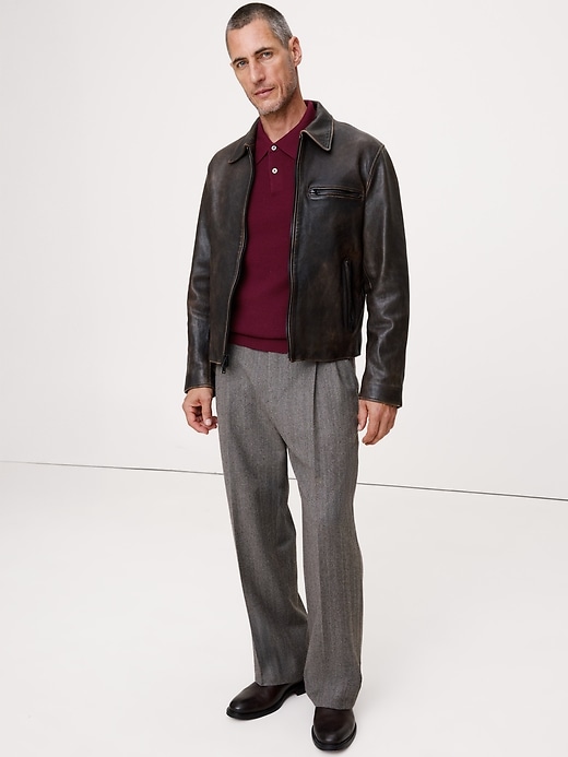 Merino Johnny-Collar Sweater Polo