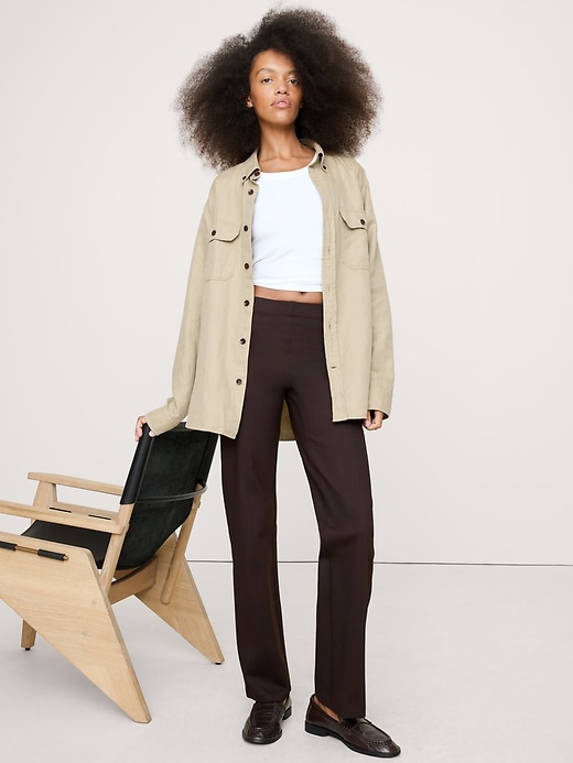 Mid-Rise Flare Stretch Wool-Blend Pant