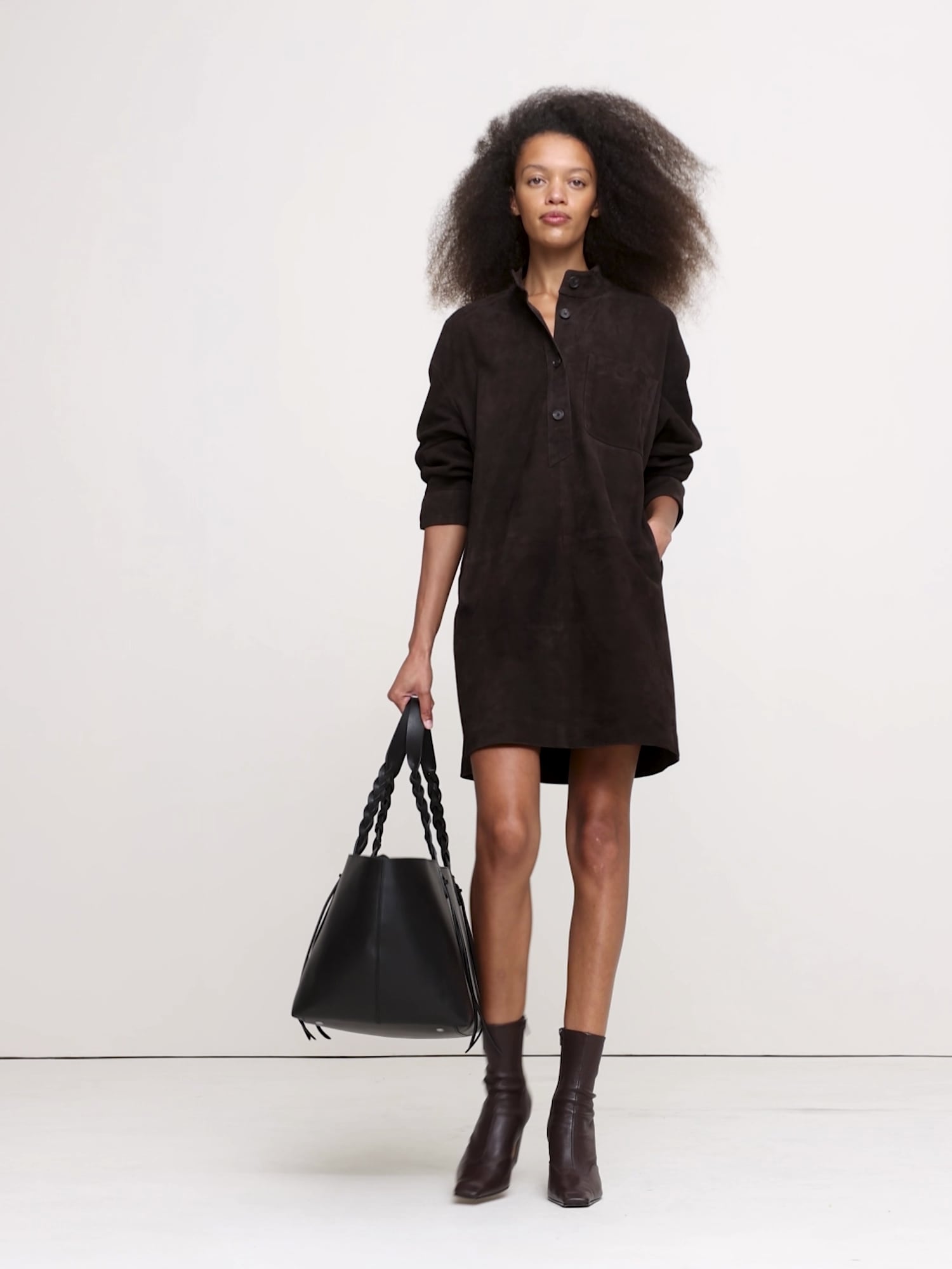 Suede Popover Shift Dress - thumbnail 6