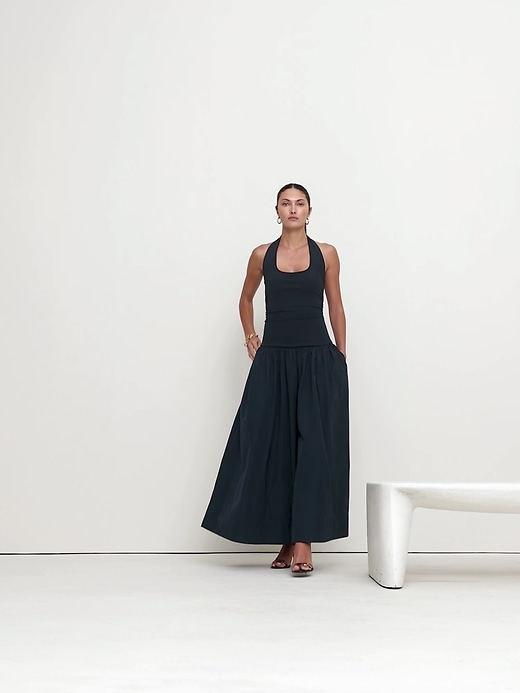 Jersey & Taffeta Halter Maxi Dress | Banana Republic