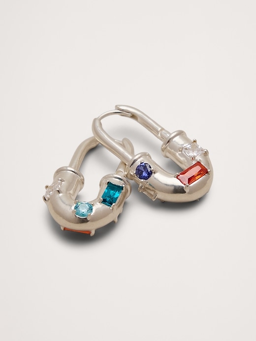 Rhinestone Lock Earrings