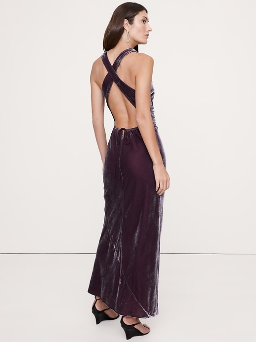 Velvet Cowl-Neck Gown