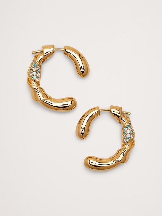 Rhinestone Ribbon Hoop Earrings