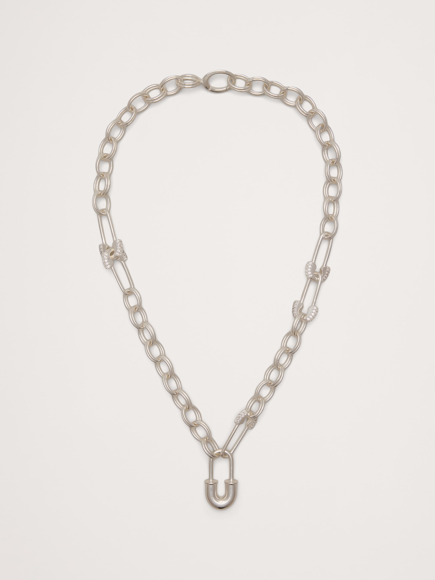 Image number 1 showing, Rhinestone Safety Pin Chain Necklace