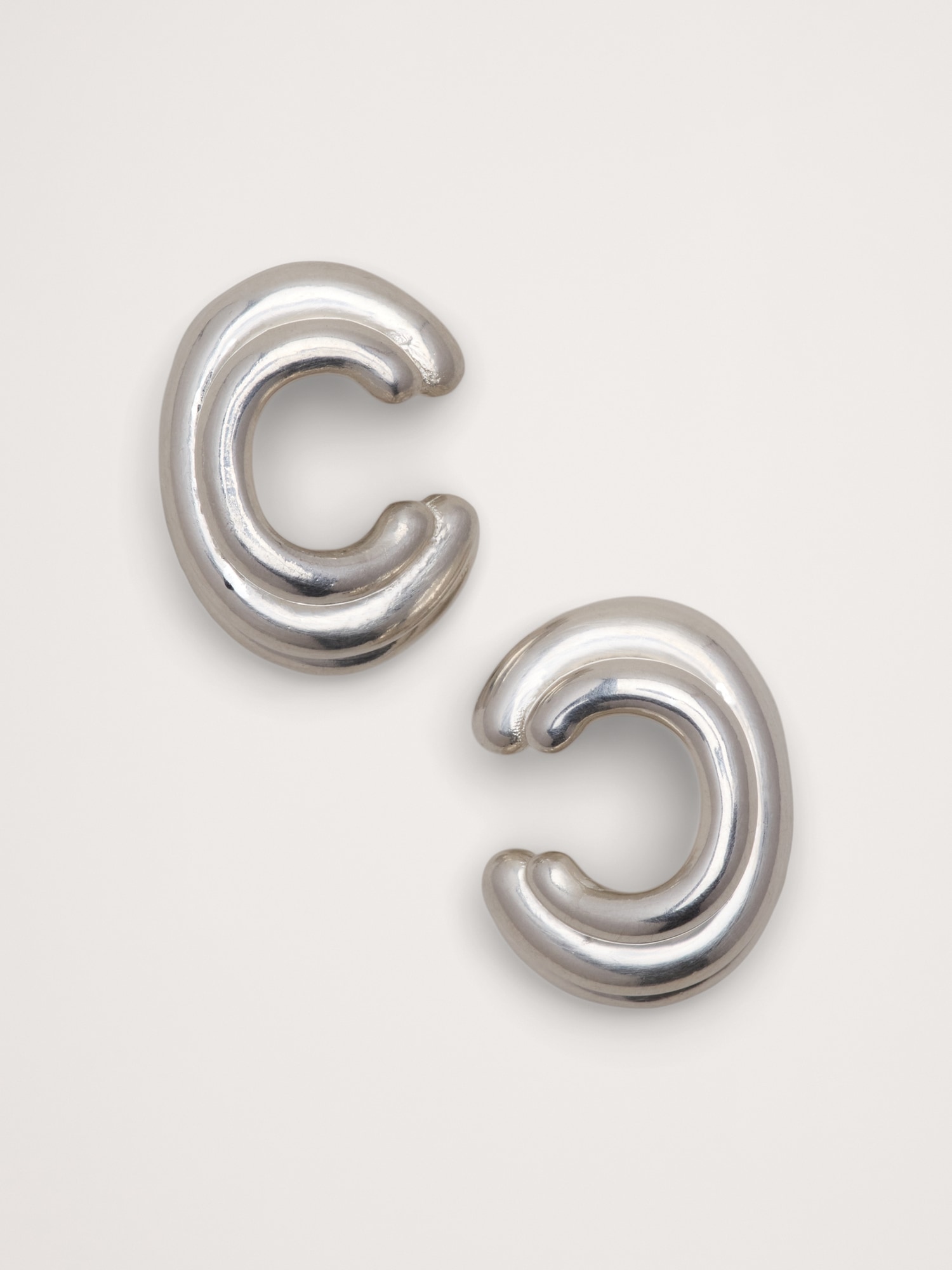 Triple Cuff Earrings - Silver