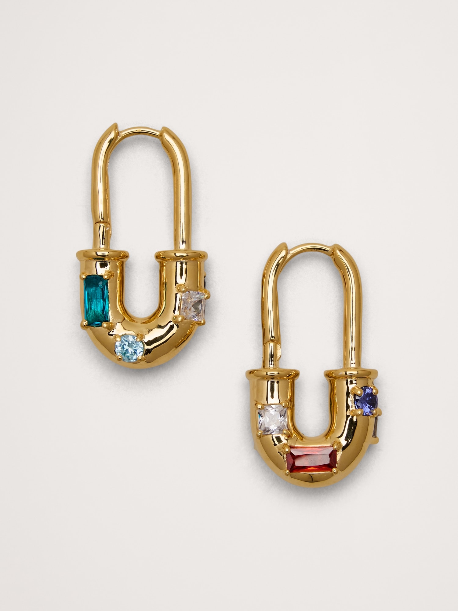 Image number 1 showing, Rhinestone Lock Earrings