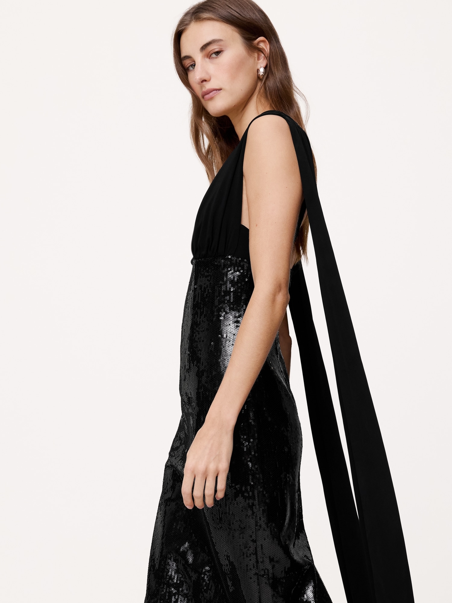 Image number 3 showing, Sequin & Georgette Maxi Dress